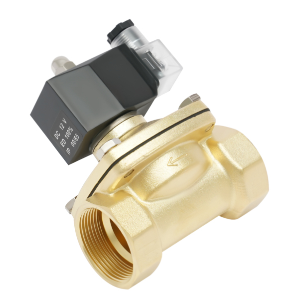 Brass Electric Solenoid Valve 1-1/2 Inch DC 12V Thread Direct Acting Normally Closed Compatible with Water Air